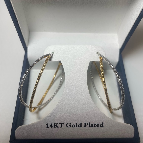 Jewelry - 14KT Gold Plated Silver and Gold Hoop Earrings